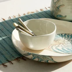 Fabrique de Styles Plats Et Saladiers>Plat creux en faïence bleu et beige - Bord De Mer Bleu, Beige