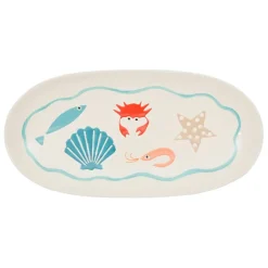 Fabrique de Styles Plats Et Saladiers>Plat ovale en grès 31x15cm - La Mer Multicolore