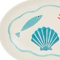 Fabrique de Styles Plats Et Saladiers>Plat ovale en grès 31x15cm - La Mer Multicolore