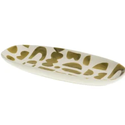 Fabrique de Styles Plats Et Saladiers>Plat ovale en grès et blanc - Ohana Vert