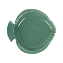 Fabrique de Styles Plats Et Saladiers>Plat rond creux 23.5x22cm en faience - poisson Vert d'eau