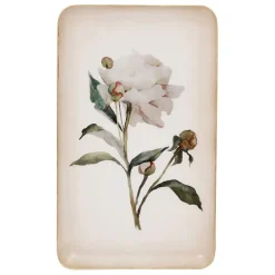 Fabrique de Styles Plateaux>Plateau en fer blanc et doré 15x25.5cm - Pivoine Blanc, Doré