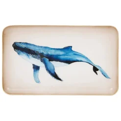 Fabrique de Styles Plateaux>Plateau en fer bleu et doré 25x15cm - Baleine Bleu, Doré