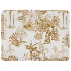 Fabrique de Styles Plateaux>Plateau en fer écru et palmiers 40x30cm - Mocoa Camel