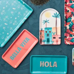 Fabrique de Styles Plateaux>Plateau en fer 15x30cm - Palma Turquoise