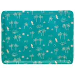Fabrique de Styles Plateaux>Plateau en fer 40x30cm - Palma Turquoise
