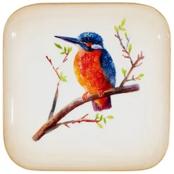 Fabrique de Styles Plateaux>Plateau martin pécheur en fer 16x16cm Rouge