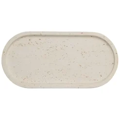 Fabrique de Styles Plateaux>Plateau ovale en ciment écru moucheté 25x12cm - Organic Ecru