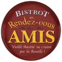 Fabrique de Styles Plateaux>Plateau rond rouge et jaune d33cm - Bistrot Des Amis Rouge, Jaune