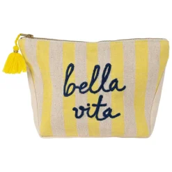 Fabrique de Styles Pochettes Et Housses>Pochette bordee Bella en coton jaune et bleu - Medi Jaune, Bleu