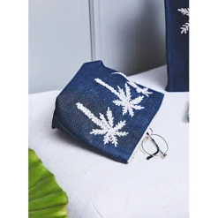Fabrique de Styles Pochettes Et Housses>Pochette brodée en coton - Medi Bleu