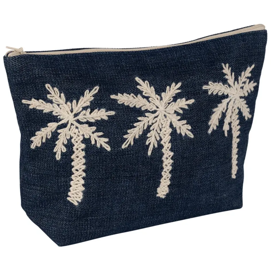 Fabrique de Styles Pochettes Et Housses>Pochette brodée en coton - Medi Bleu