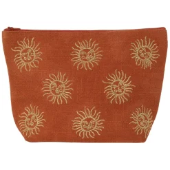 Fabrique de Styles Pochettes Et Housses>Pochette brodée en coton terracotta et doré - Allegra Terracotta, Doré