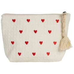 Fabrique de Styles Pochettes Et Housses>Pochette Coeur en coton écru et rouge - Famille Ecru, Rouge