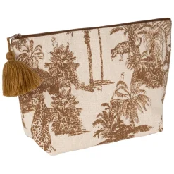 Fabrique de Styles Pochettes Et Housses>Pochette en coton écru et palmiers - Mocoa Camel