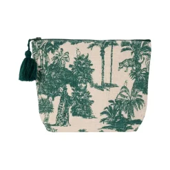Fabrique de Styles Pochettes Et Housses>Pochette en coton écru et palmiers émeraude - Mocoa Emeraude