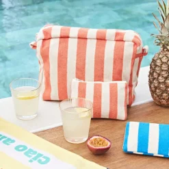 Fabrique de Styles Pochettes Et Housses>Pochette en coton rayée et blanc - Palma Corail