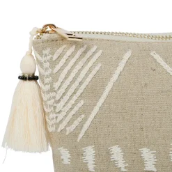 Fabrique de Styles Pochettes Et Housses>Pochette en lin naturel et blanc - Golden nat Naturel, Blanc