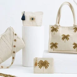 Fabrique de Styles Pochettes Et Housses>Pochette œil en coton blanc et bleu - Greeka Blanc, Bleu