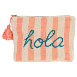 Fabrique de Styles Pochettes Et Housses>Pochette "hola" en coton - Palma Corail