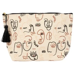 Fabrique de Styles Pochettes Et Housses>Pochette terre brulee ecru+noir 26x8x17cm coton Ecru, Noir