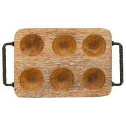 Fabrique de Styles Ustensibles De Cuisine>Porte 6 œufs en manguier et fer - Campagne Naturel