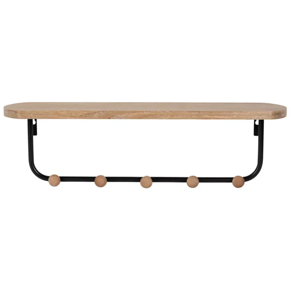 Fabrique de Styles Patères>Porte manteau avec étagère en fer noir et bois - Atelier Naturel, Noir