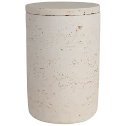 Fabrique de Styles Pots Et Bocaux>Pot avec couvercle en ciment écru moucheté h16.5cm - Organic Ecru