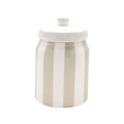Fabrique de Styles Pots Et Bocaux>Pot avec couvercle en dolomite rayé et blanc Sable