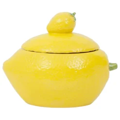 Fabrique de Styles Pots Et Bocaux>Pot citron avec couvercle en grès - Citron Jaune