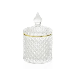 Fabrique de Styles Rangements Salle De Bain>Pot diamond en verre lissere dore d8.5xh14.5cm Doré