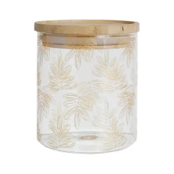 Fabrique de Styles Pots Et Bocaux>Pot Flaural en verre avec couvercle en bambou D9.5Xh11Cm (modèle moyen) Doré