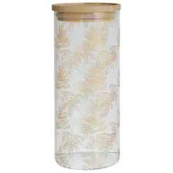 Fabrique de Styles Pots Et Bocaux>Pot Flaural en verre avec couvercle en bambou D9.5Xh21Cm (grand modèle) Doré