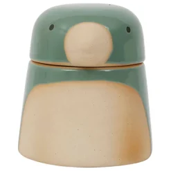 Fabrique de Styles Pots Et Bocaux>Pot oiseau avec couvercle en grès - Calao Sauge