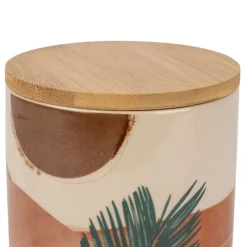Fabrique de Styles Pots Et Bocaux>Pots x2 et vert en porcelaine avec couvercle en bambou - sweet leaves Terracotta