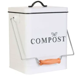 Fabrique de Styles Poubelles>Poubelle à compost en métal 5L Blanc