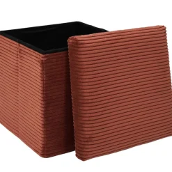 Fabrique de Styles Poufs Et Tabourets>Pouf coffre pliable en tissu côtelé - Scarlett Terracotta