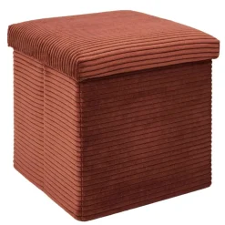 Fabrique de Styles Poufs Et Tabourets>Pouf coffre pliable en tissu côtelé - Scarlett Terracotta