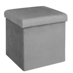 Fabrique de Styles Poufs Et Tabourets>Pouf coffre pliable en velours côtelé - Julia Gris