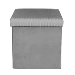 Fabrique de Styles Poufs Et Tabourets>Pouf coffre pliable en velours côtelé - Julia Gris