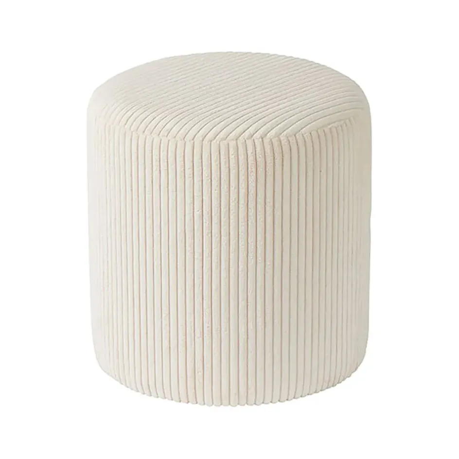 Fabrique de Styles Poufs Et Tabourets>Pouf en tissu velours côtelé - Snaw Blanc