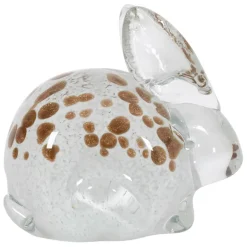 Fabrique de Styles Petits Objets Déco>Presse papier lapin en verre blanc et doré - Garenne Blanc, Doré