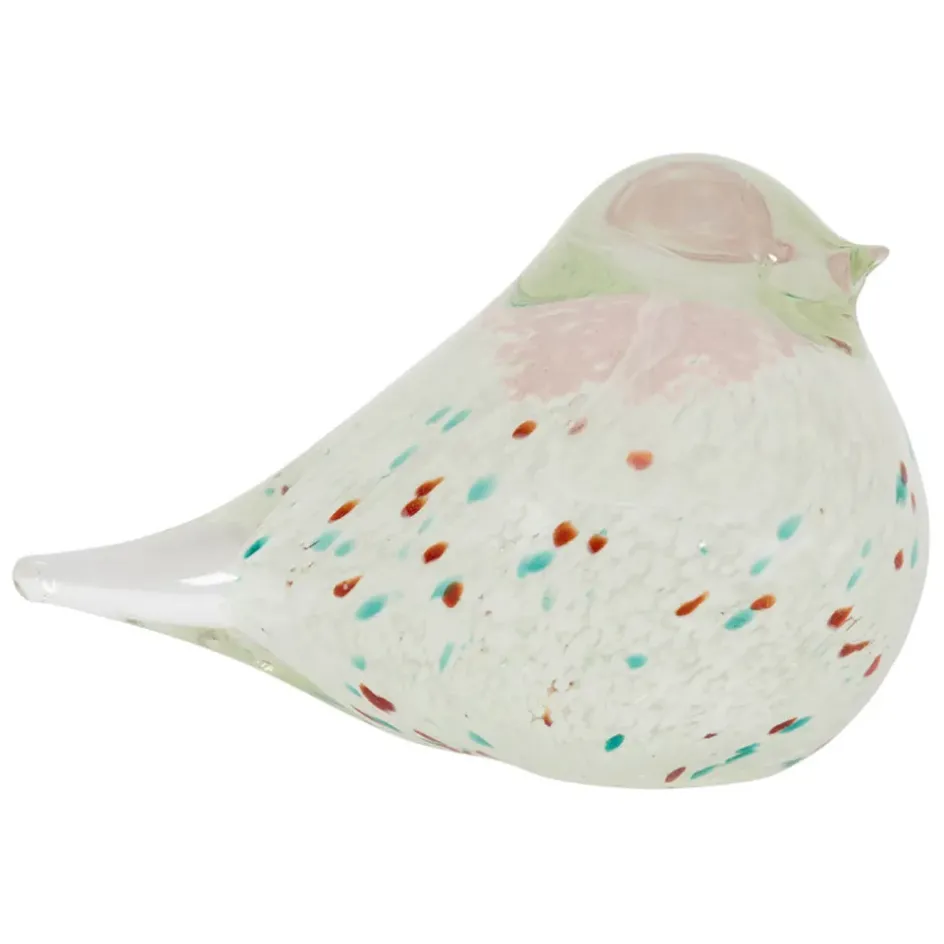 Fabrique de Styles Petits Objets Déco>Presse papier moineau en verre vert et rose - Serin Vert, Rose