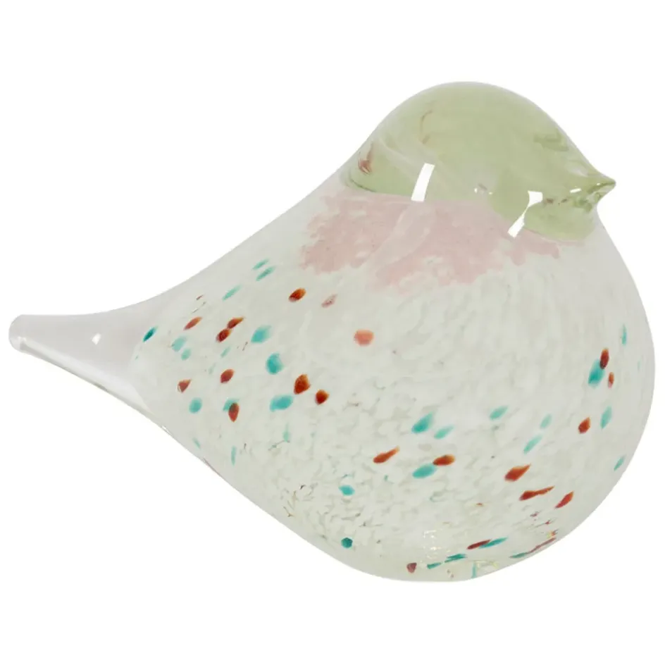 Fabrique de Styles Petits Objets Déco>Presse papier moineau en verre vert et rose - Serin Vert, Rose