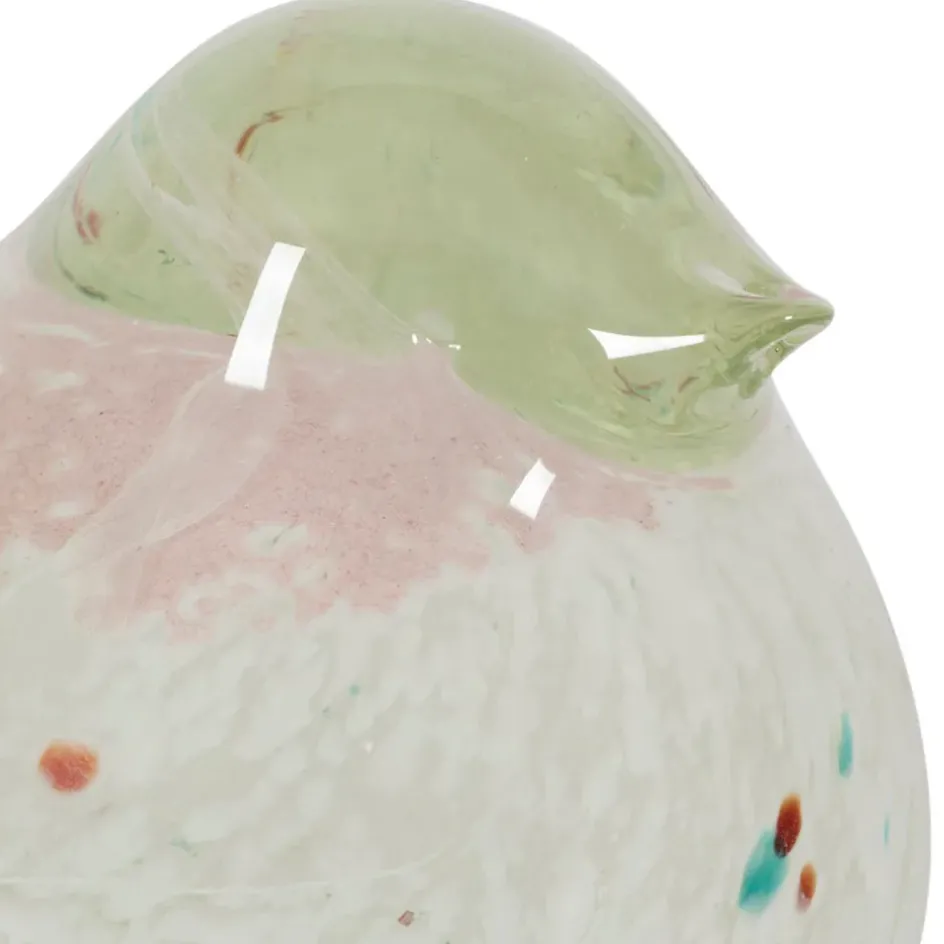 Fabrique de Styles Petits Objets Déco>Presse papier moineau en verre vert et rose - Serin Vert, Rose