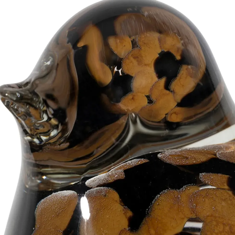 Fabrique de Styles Petits Objets Déco>Presse papier moineau en verre et camel - Serin Noir