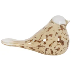 Fabrique de Styles Petits Objets Déco>Presse papier moineau en verre beige et doré - Serin Beige, Doré