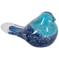 Fabrique de Styles Petits Objets Déco>Presse papier moineau en verre - Serin Bleu
