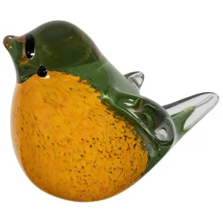 Fabrique de Styles Petits Objets Déco>Presse papier moineau en verre vert et jaune - Serin Vert, Jaune