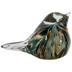 Fabrique de Styles Petits Objets Déco>Presse papier moineau en verre émeraude et doré - Serin Emeraude, Doré